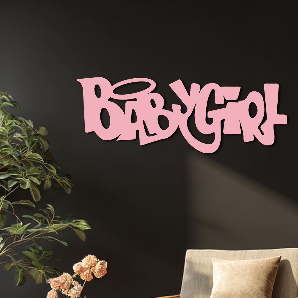 Babygirl Text Metal Wall Art – Modern Typography Home Decor - KAFGP086