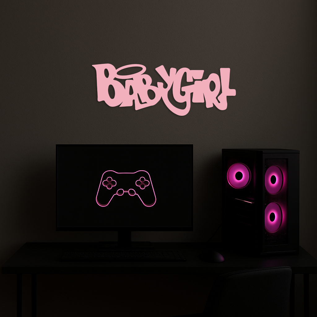Babygirl Text Metal Wall Art – Modern Typography Home Decor - KAFGP086
