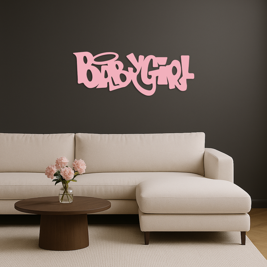 Babygirl Text Metal Wall Art – Modern Typography Home Decor - KAFGP086