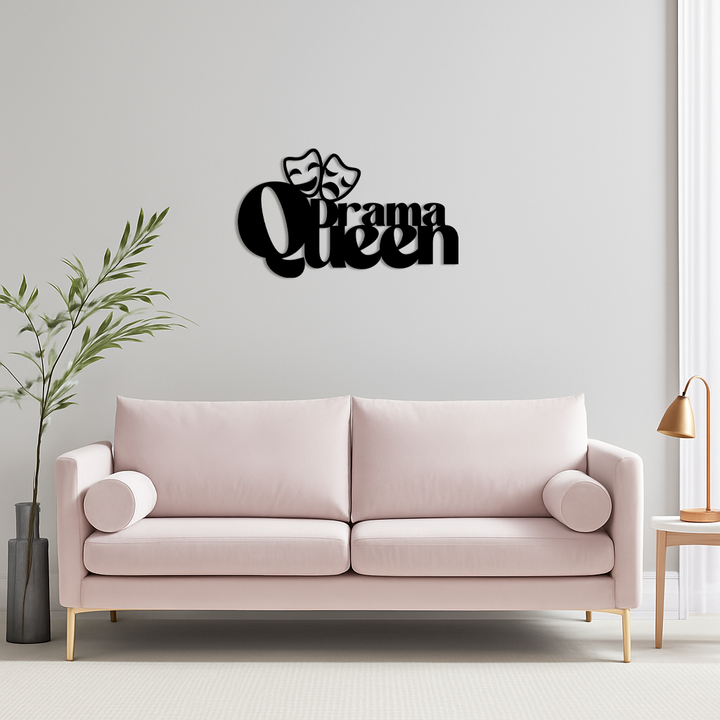 Drama Queen Metal Wall Art – Theatrical Comedy & Tragedy Mask Design - KAFGP093