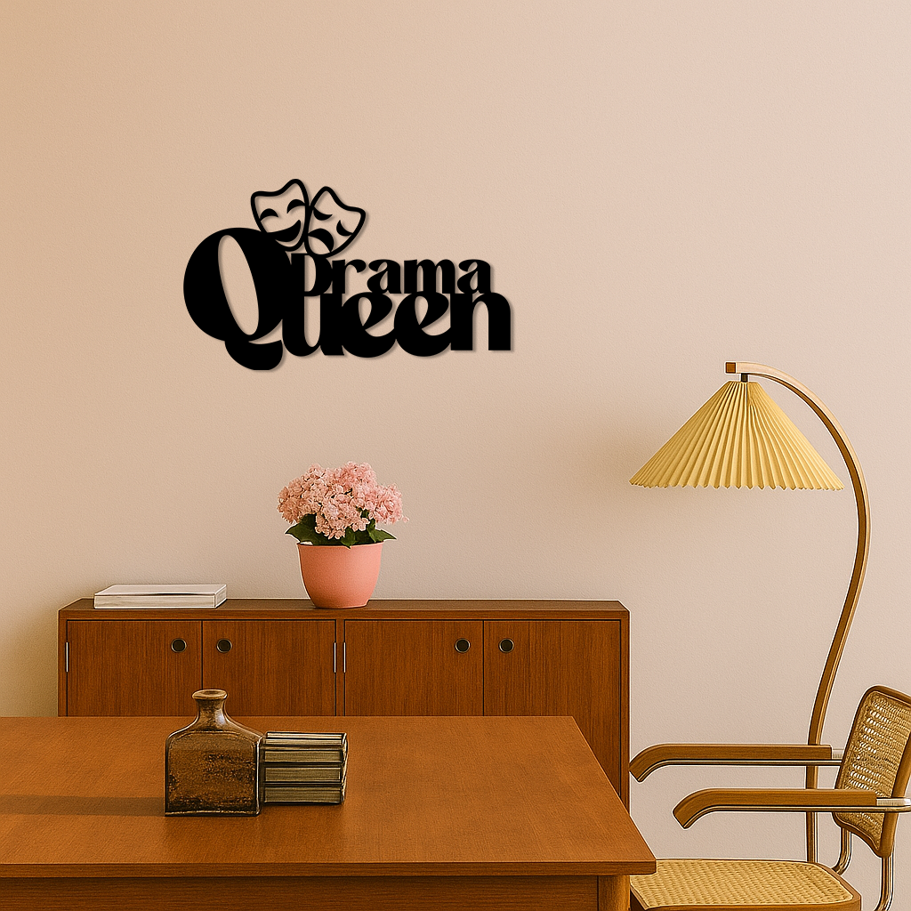 Drama Queen Metal Wall Art – Theatrical Comedy & Tragedy Mask Design - KAFGP093