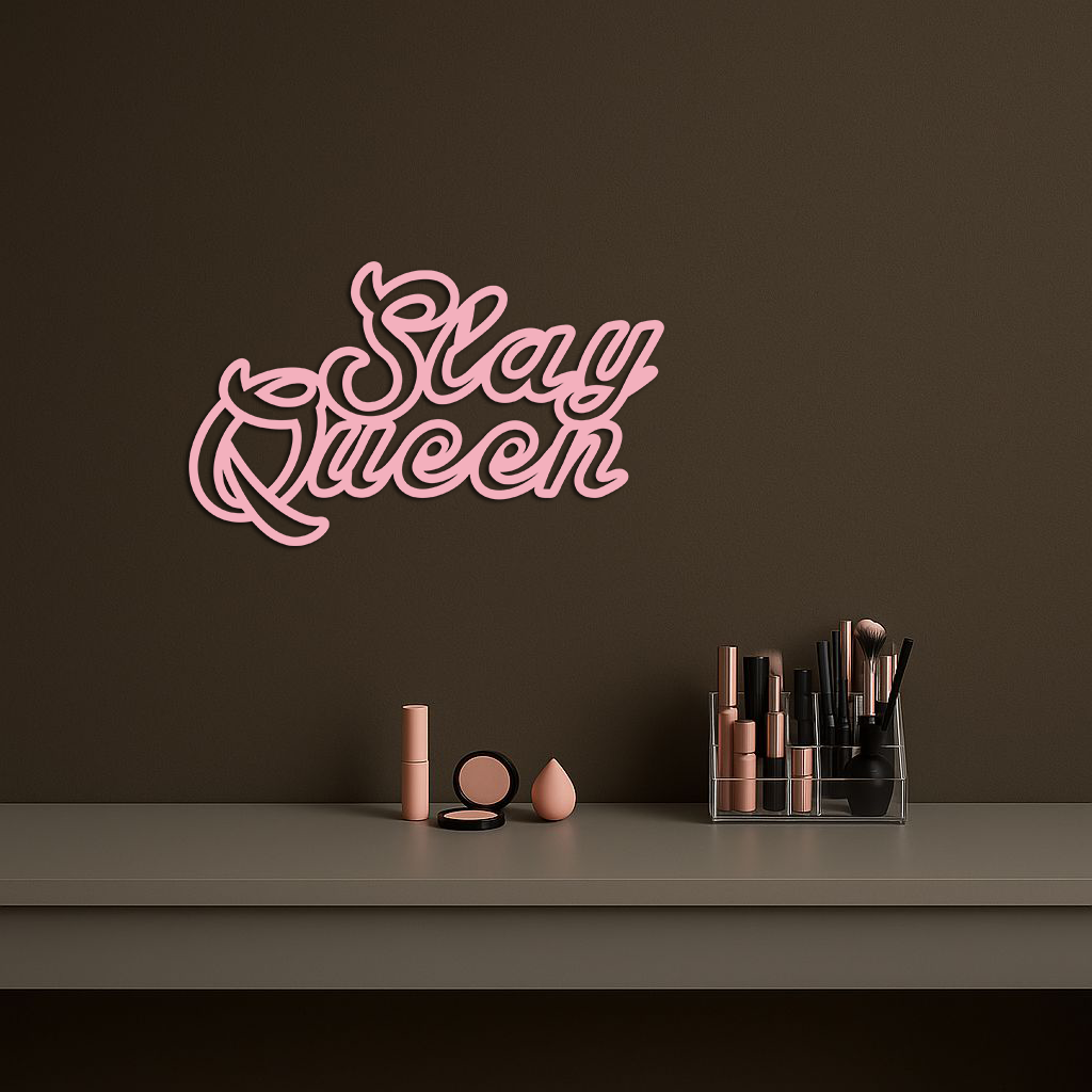 Slay Queen Typography Metal Wall Art – Feminine Empowerment Design - KAFGP106