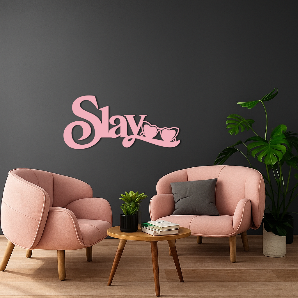 Slay Metal Wall Art – Heart Sunglasses Statement Design - KAFGP107