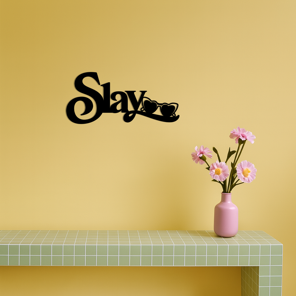 Slay Metal Wall Art – Heart Sunglasses Statement Design - KAFGP107