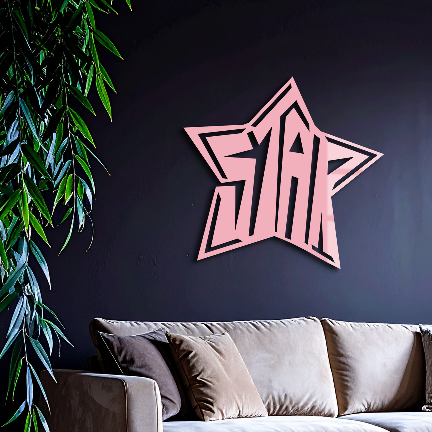 Star Shaped Typography Metal Wall Art – Bold Statement Design - KAFGP108