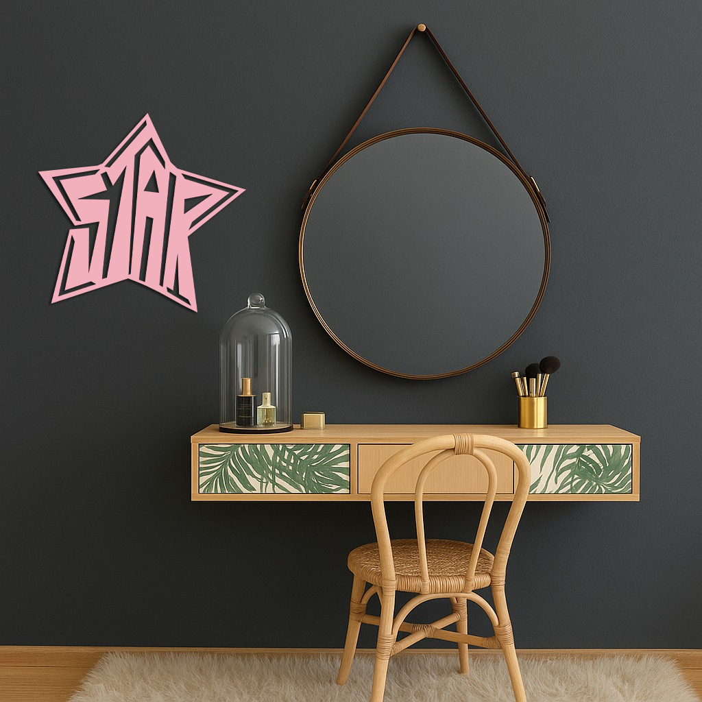 Star Shaped Typography Metal Wall Art – Bold Statement Design - KAFGP108
