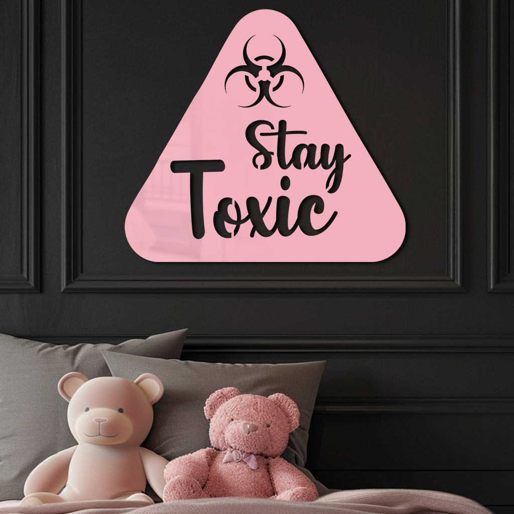 Stay Toxic Warning Sign Metal Wall Art – Bold Caution Style Decor - KAFGP109