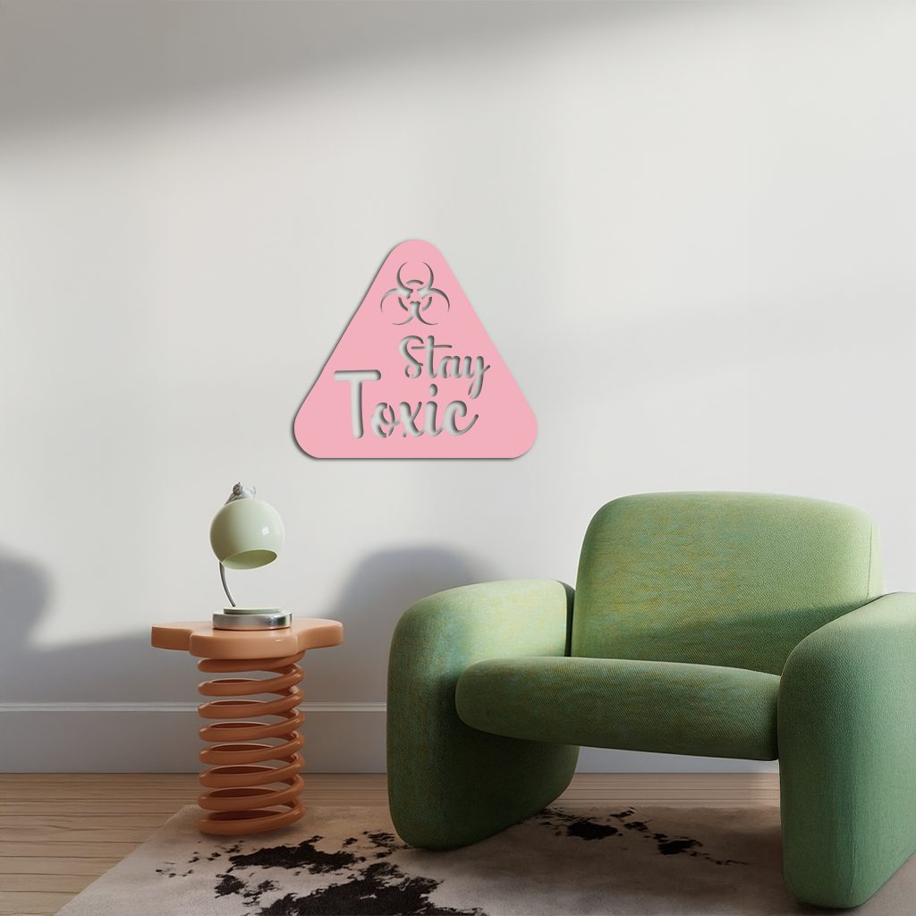 Stay Toxic Warning Sign Metal Wall Art – Bold Caution Style Decor - KAFGP109