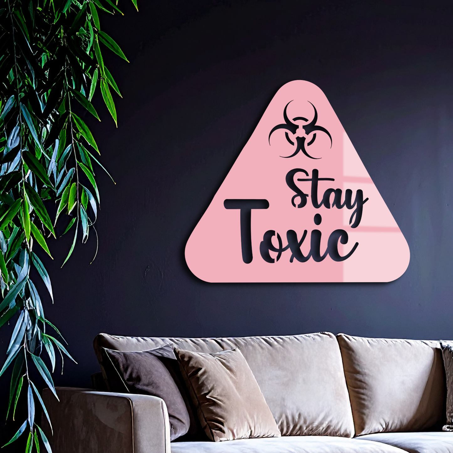 Stay Toxic Warning Sign Metal Wall Art – Bold Caution Style Decor - KAFGP109