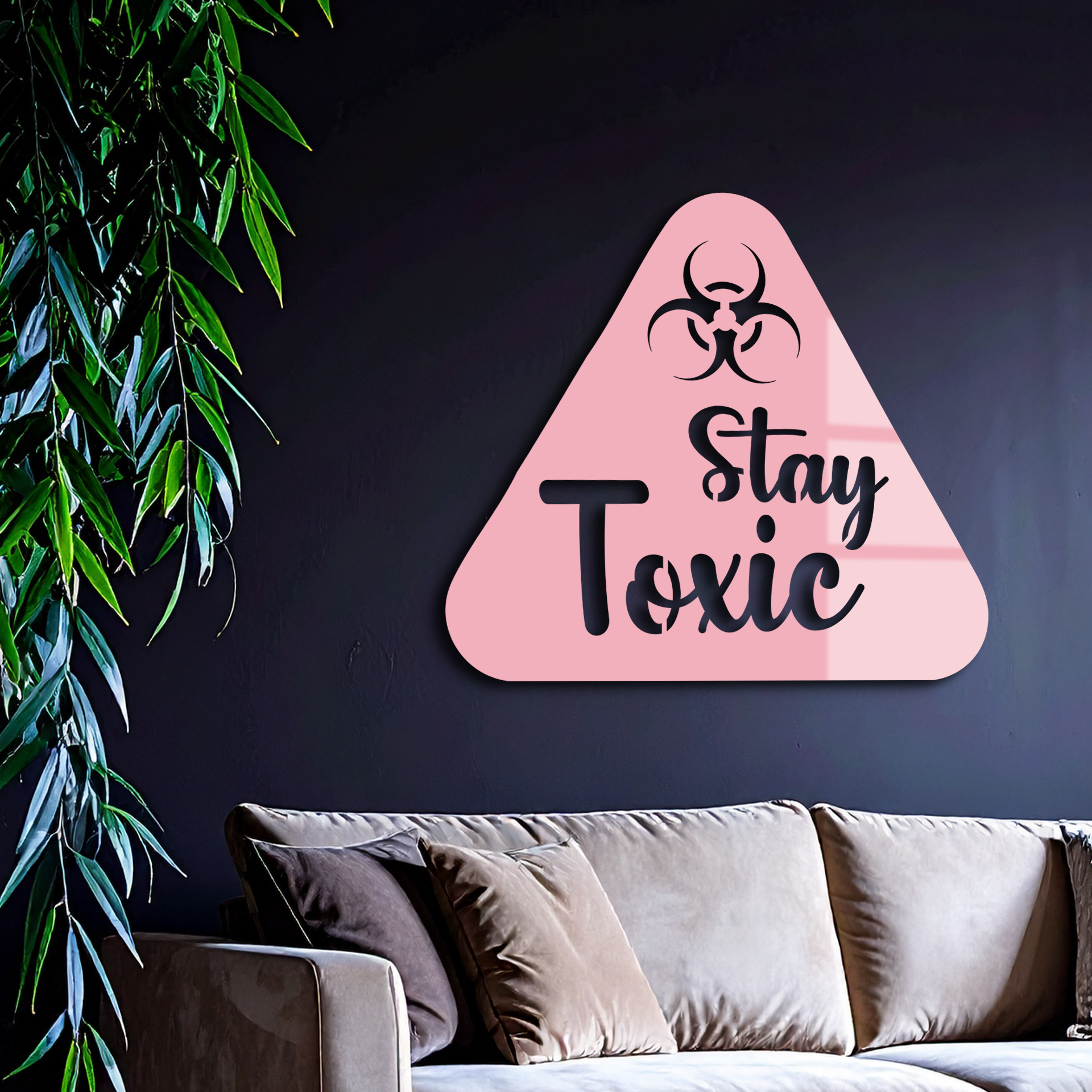 Stay Toxic Warning Sign Metal Wall Art – Bold Caution Style Decor - KAFGP109