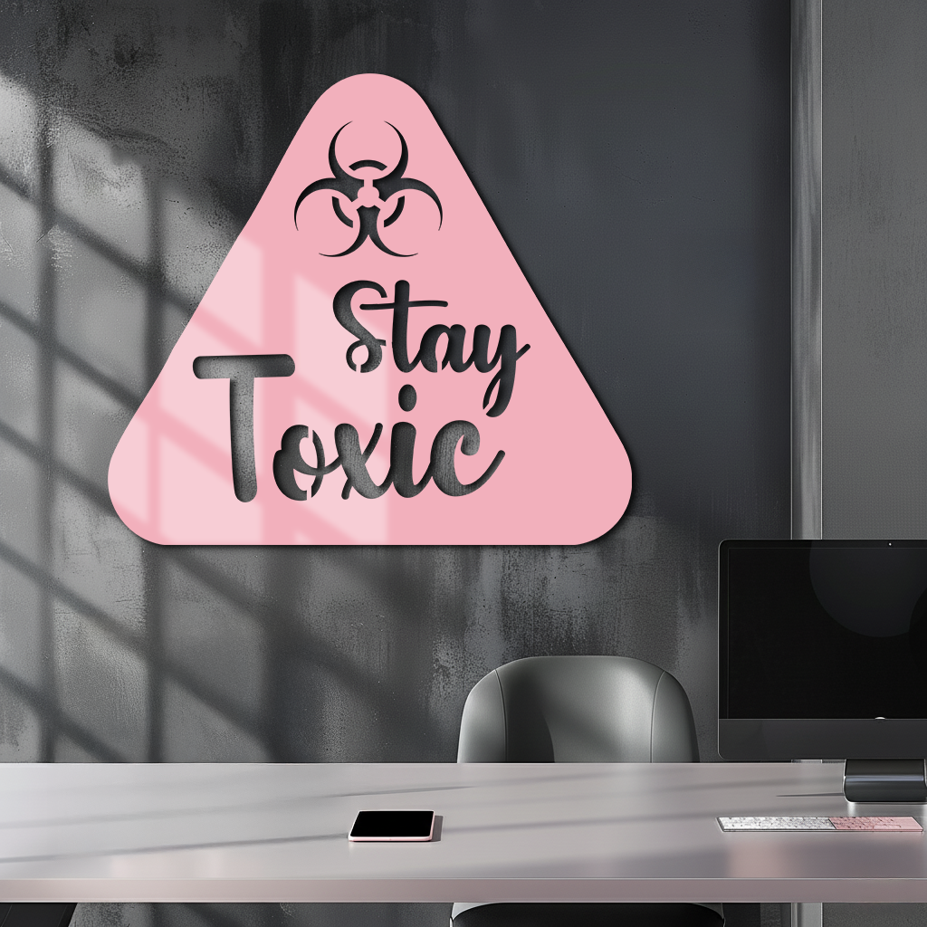 Stay Toxic Warning Sign Metal Wall Art – Bold Caution Style Decor - KAFGP109