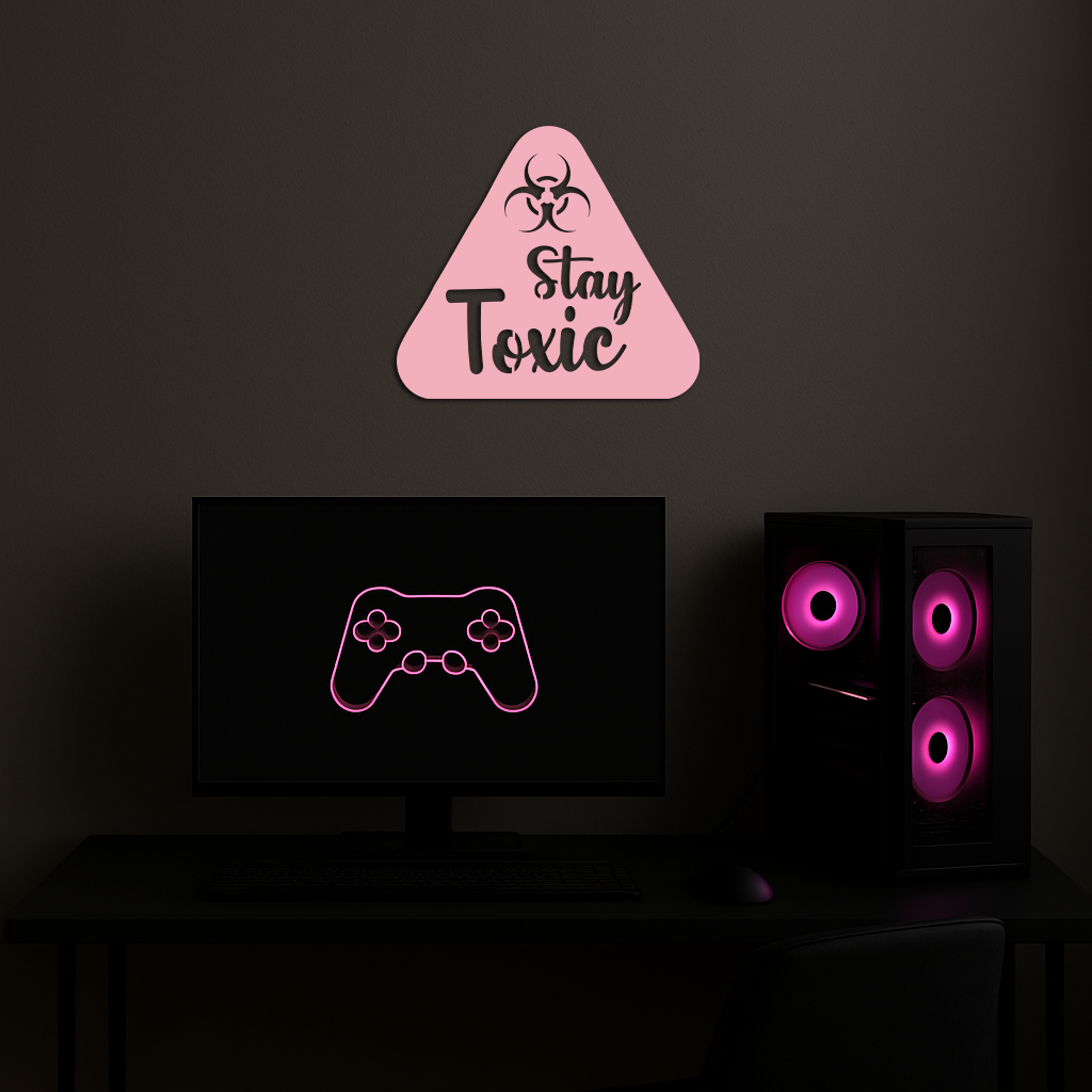 Stay Toxic Warning Sign Metal Wall Art – Bold Caution Style Decor - KAFGP109