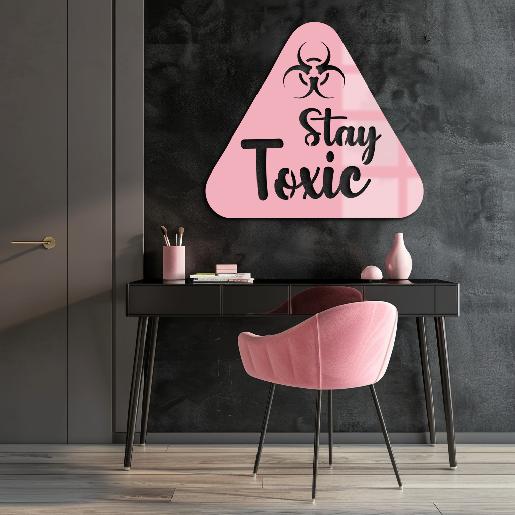 Stay Toxic Warning Sign Metal Wall Art – Bold Caution Style Decor - KAFGP109