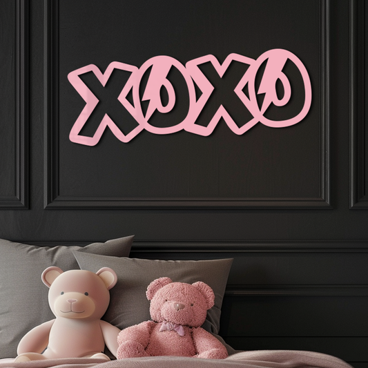 XOXO Word Art Metal Wall Decor – Modern Love Quote Design - KAFGP114