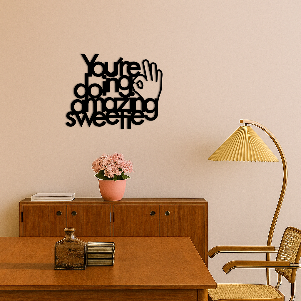You're Doing Amazing Sweetie Metal Wall Art – Inspirational Quote Design - KAFGP116