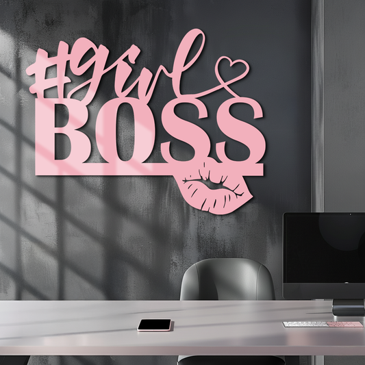 Girl Boss Metal Wall Art – Feminine Power & Modern Decor - KAFGP119