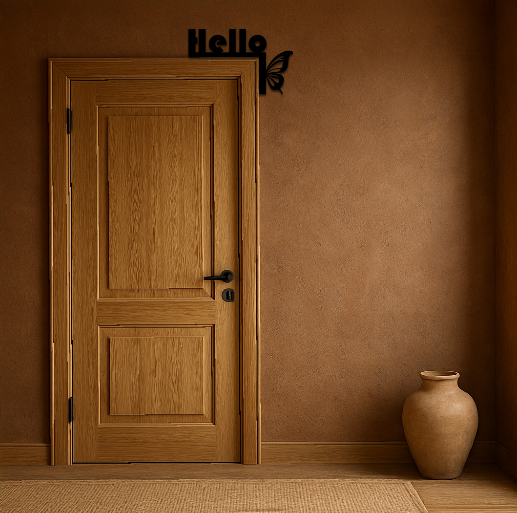 Hello Butterfly Metal Wall Art – Door Corner Decorative Sign - KAFGP122