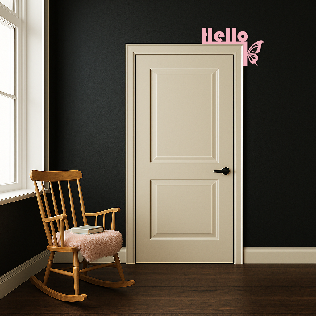 Hello Butterfly Metal Wall Art – Door Corner Decorative Sign - KAFGP122