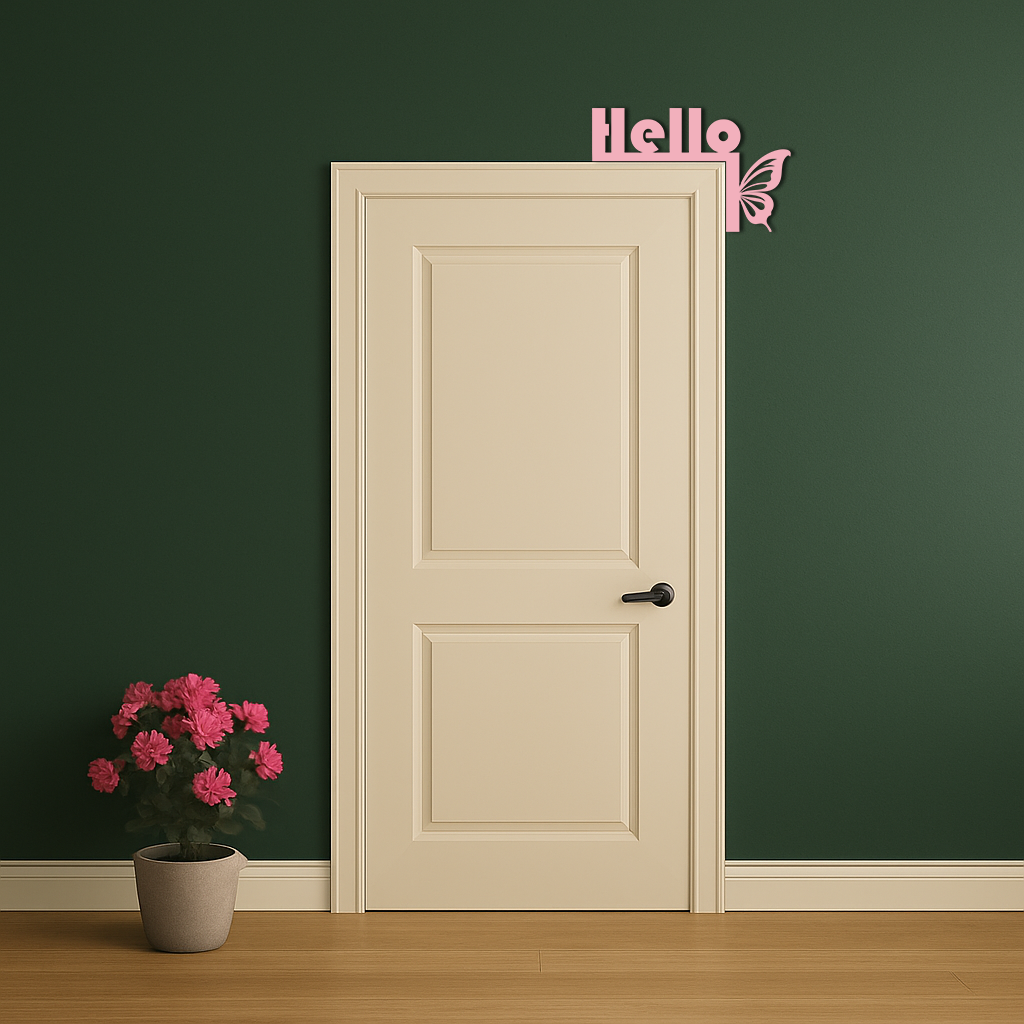 Hello Butterfly Metal Wall Art – Door Corner Decorative Sign - KAFGP122
