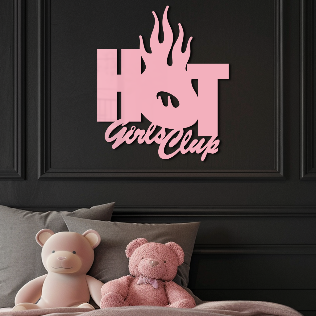 Hot Girls Club Metal Wall Art – Feminine Neon Style Home Decor - KAFGP123