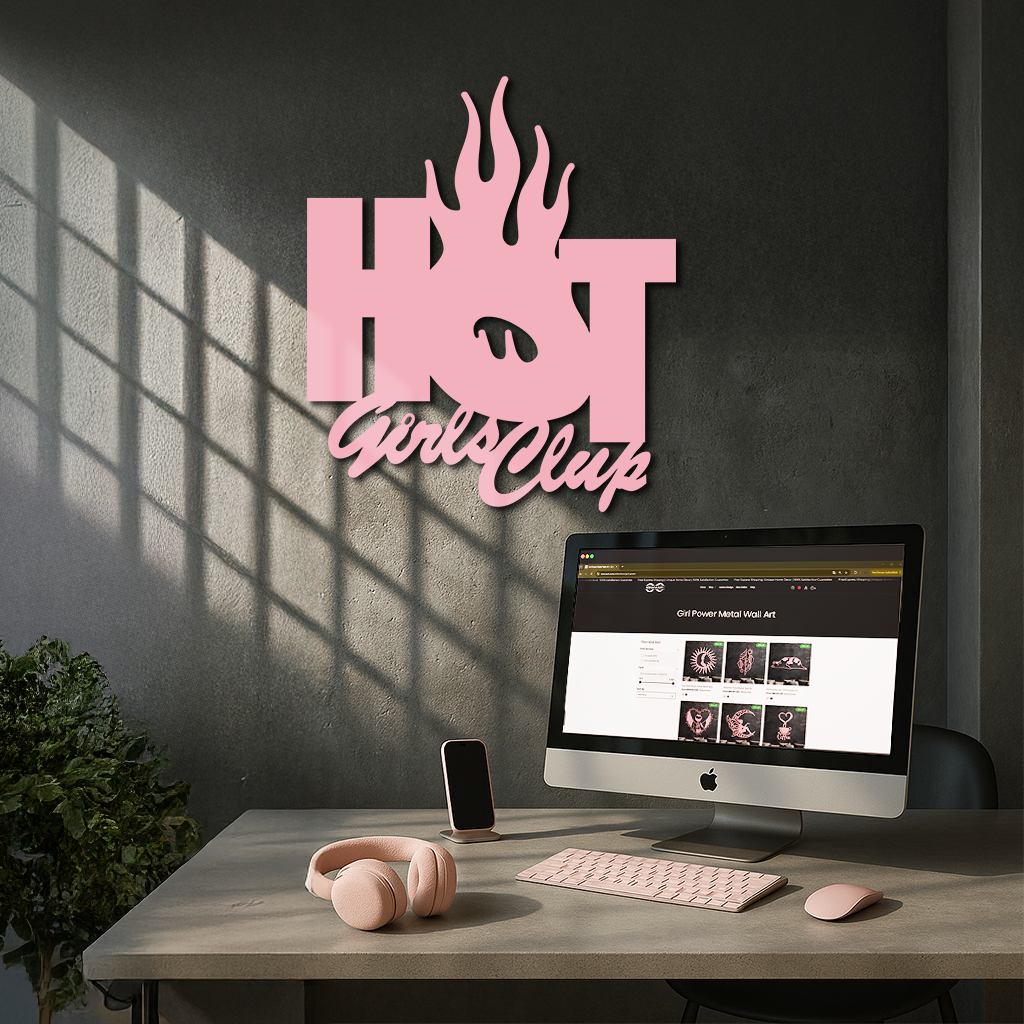 Hot Girls Club Metal Wall Art – Feminine Neon Style Home Decor - KAFGP123