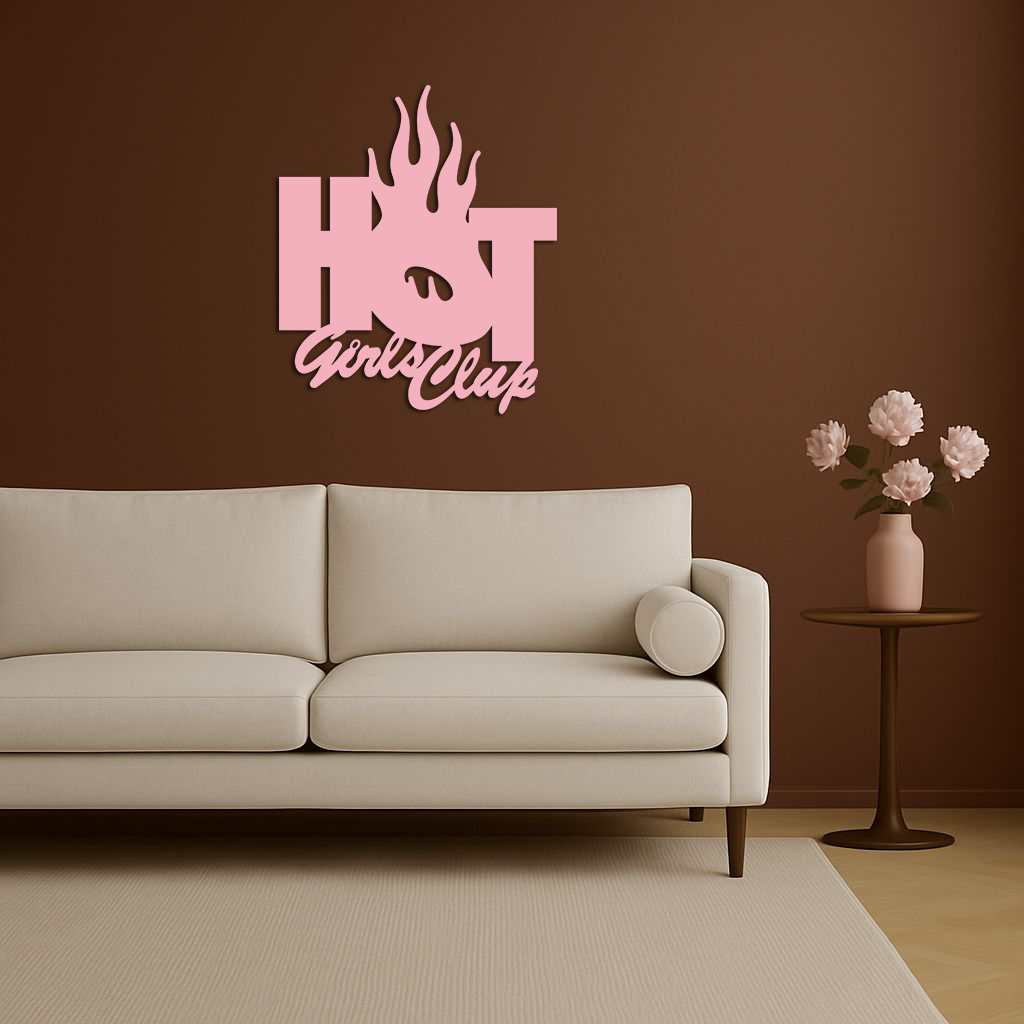 Hot Girls Club Metal Wall Art – Feminine Neon Style Home Decor - KAFGP123