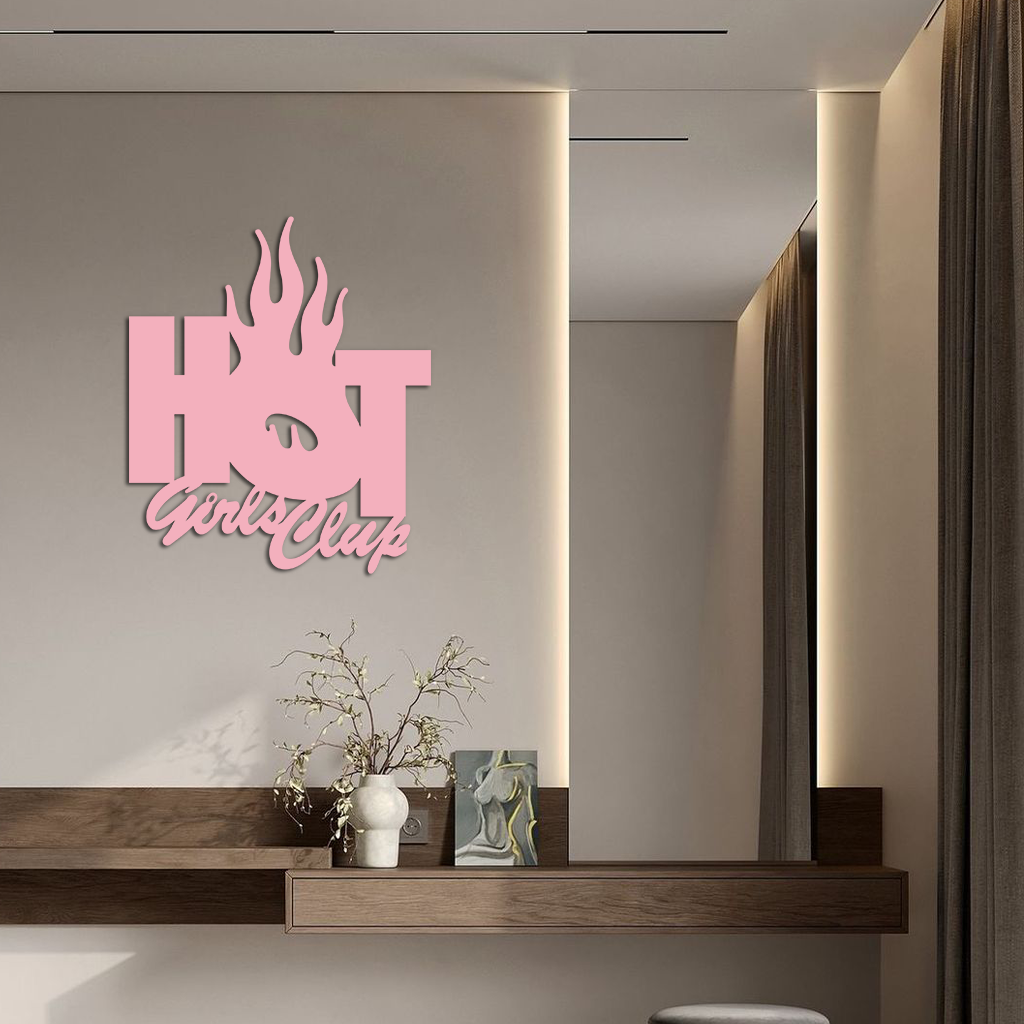 Hot Girls Club Metal Wall Art – Feminine Neon Style Home Decor - KAFGP123