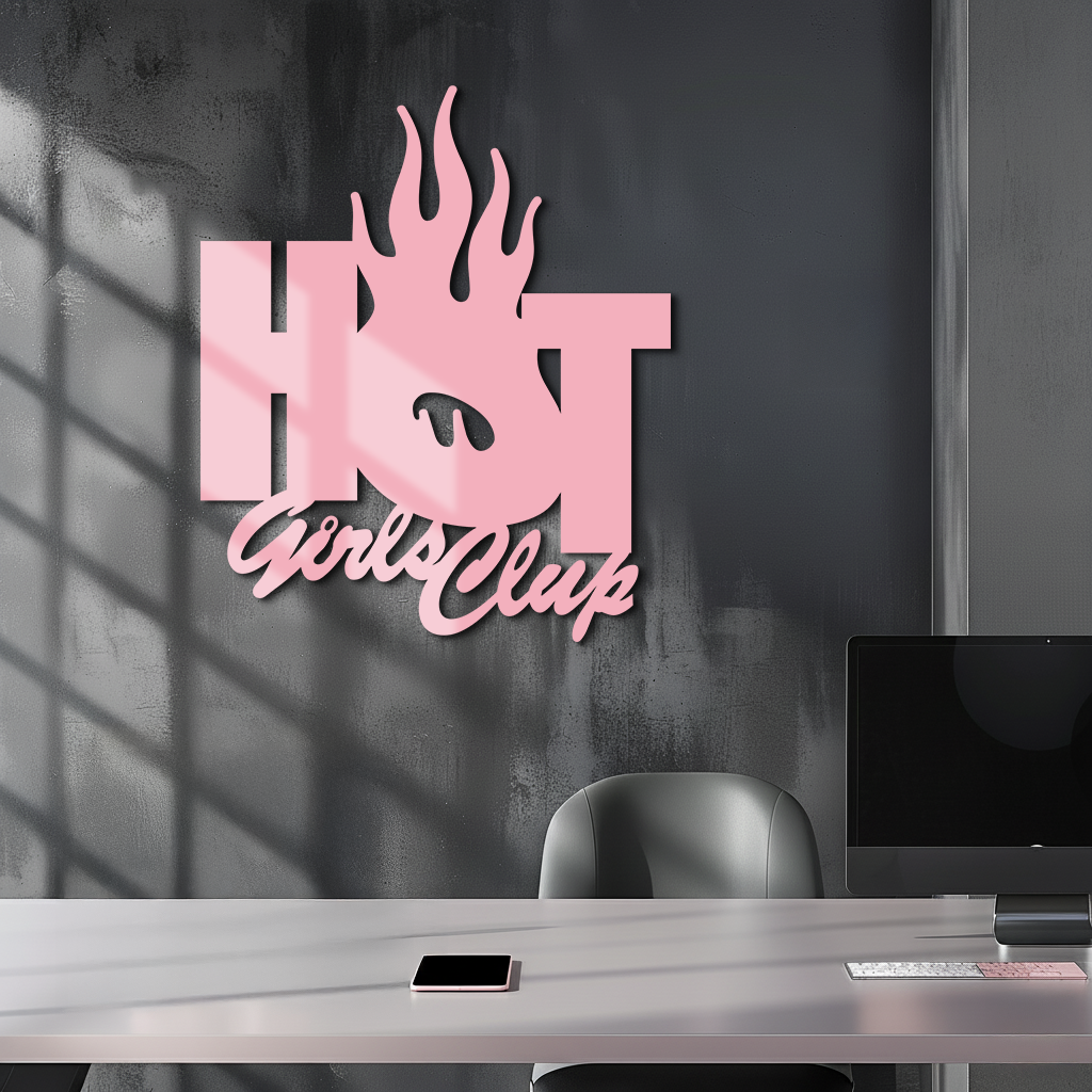 Hot Girls Club Metal Wall Art – Feminine Neon Style Home Decor - KAFGP123