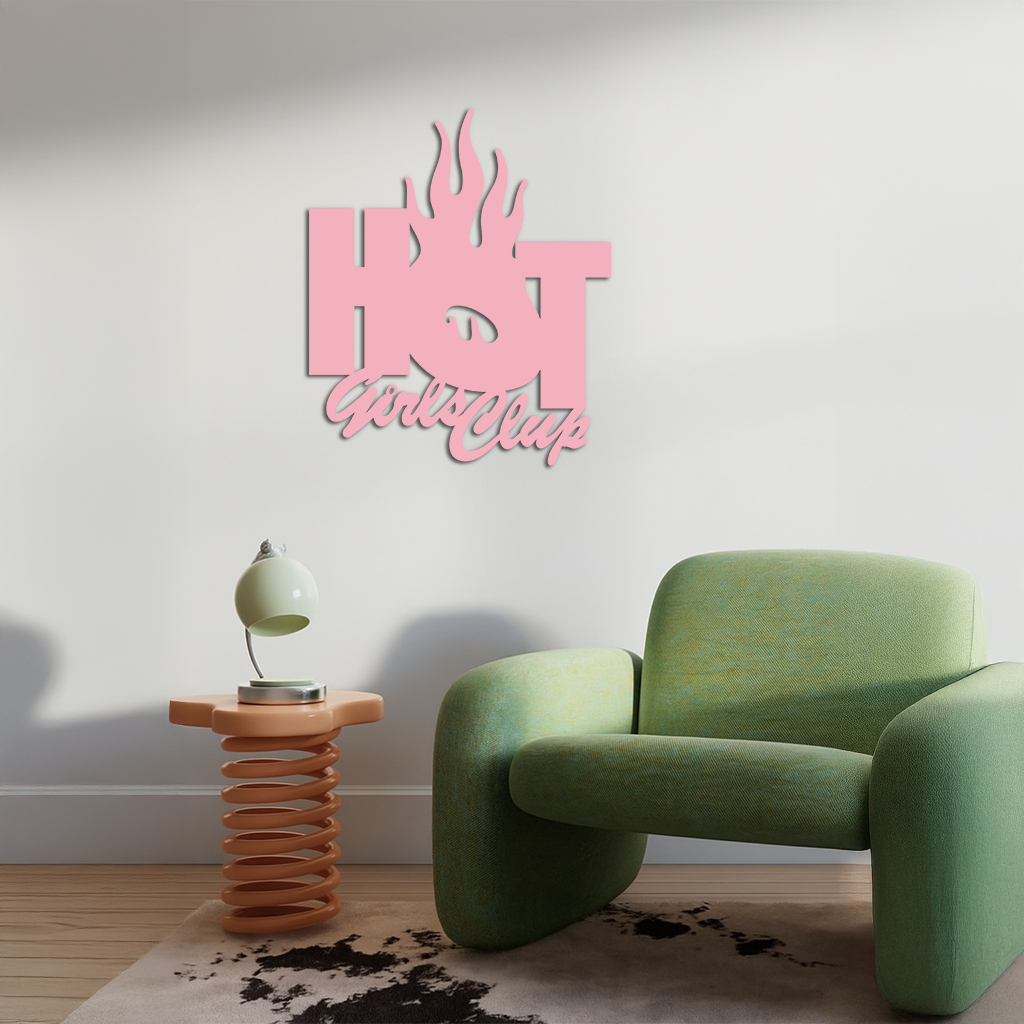 Hot Girls Club Metal Wall Art – Feminine Neon Style Home Decor - KAFGP123