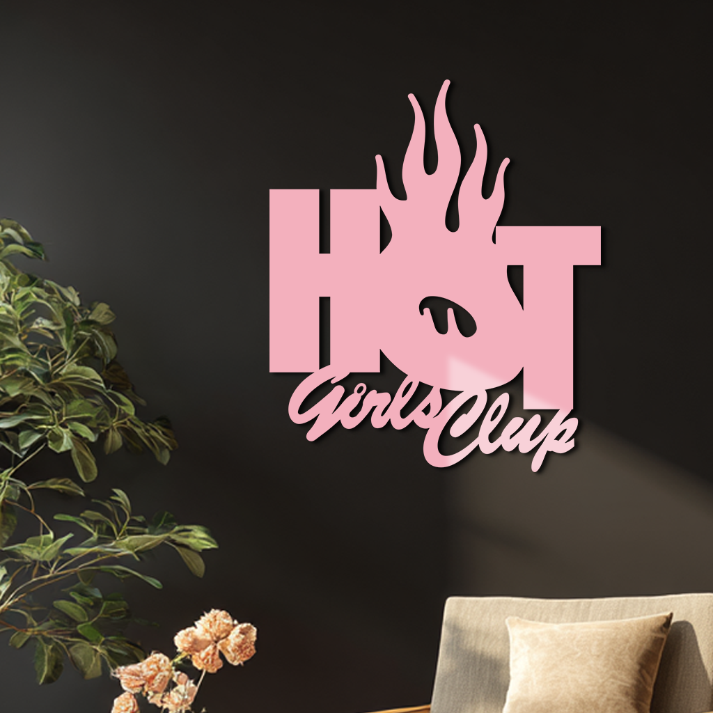 Hot Girls Club Metal Wall Art – Feminine Neon Style Home Decor - KAFGP123