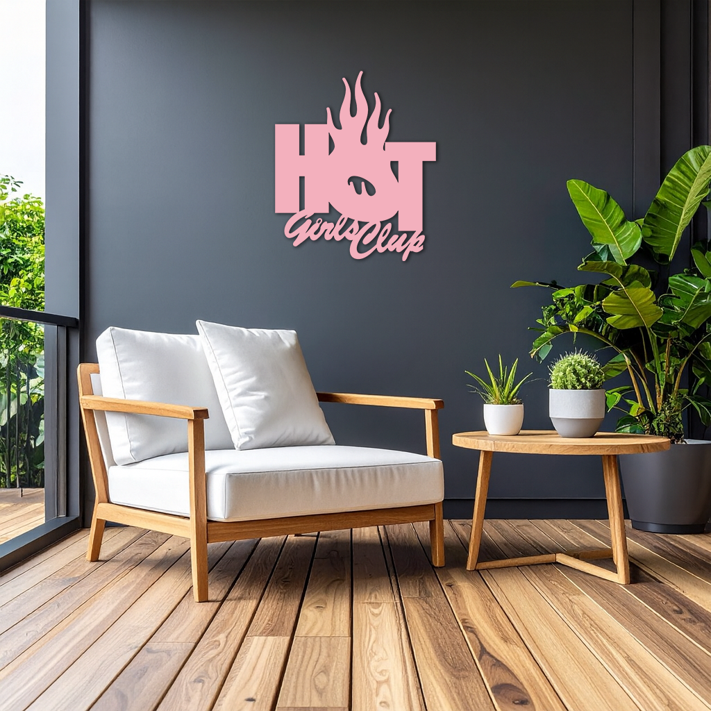 Hot Girls Club Metal Wall Art – Feminine Neon Style Home Decor - KAFGP123