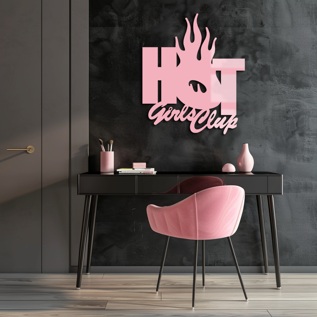 Hot Girls Club Metal Wall Art – Feminine Neon Style Home Decor - KAFGP123