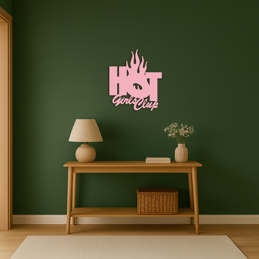Hot Girls Club Metal Wall Art – Feminine Neon Style Home Decor - KAFGP123
