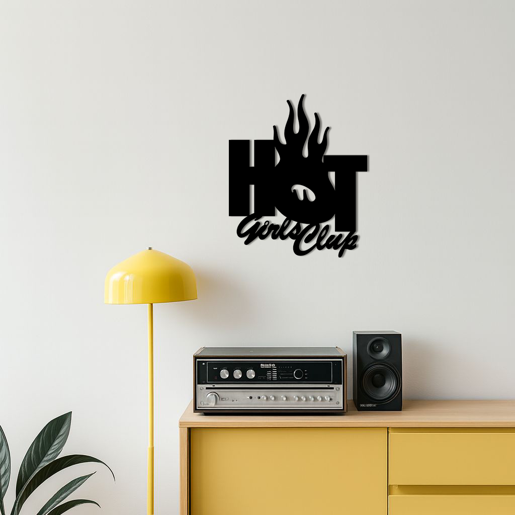Hot Girls Club Metal Wall Art – Feminine Neon Style Home Decor - KAFGP123