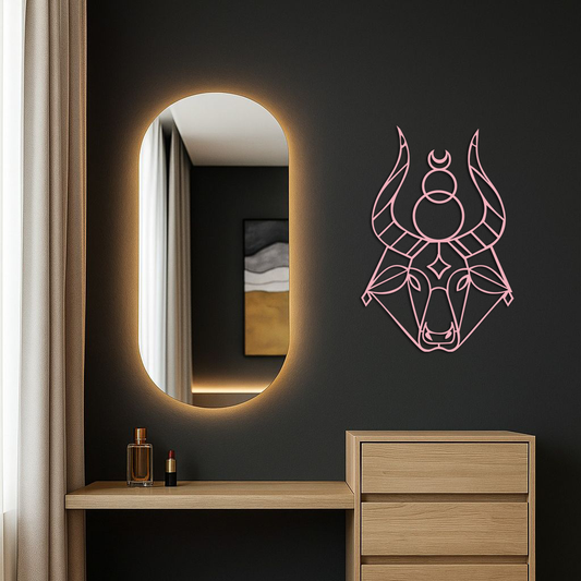 Taurus Zodiac Metal Wall Art – Geometric Bull Head Astrology Home Decor - KAFGP142