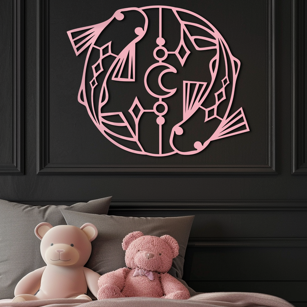 Pisces Zodiac Metal Wall Art – Astrological Home Decor Sign - KAFGP143