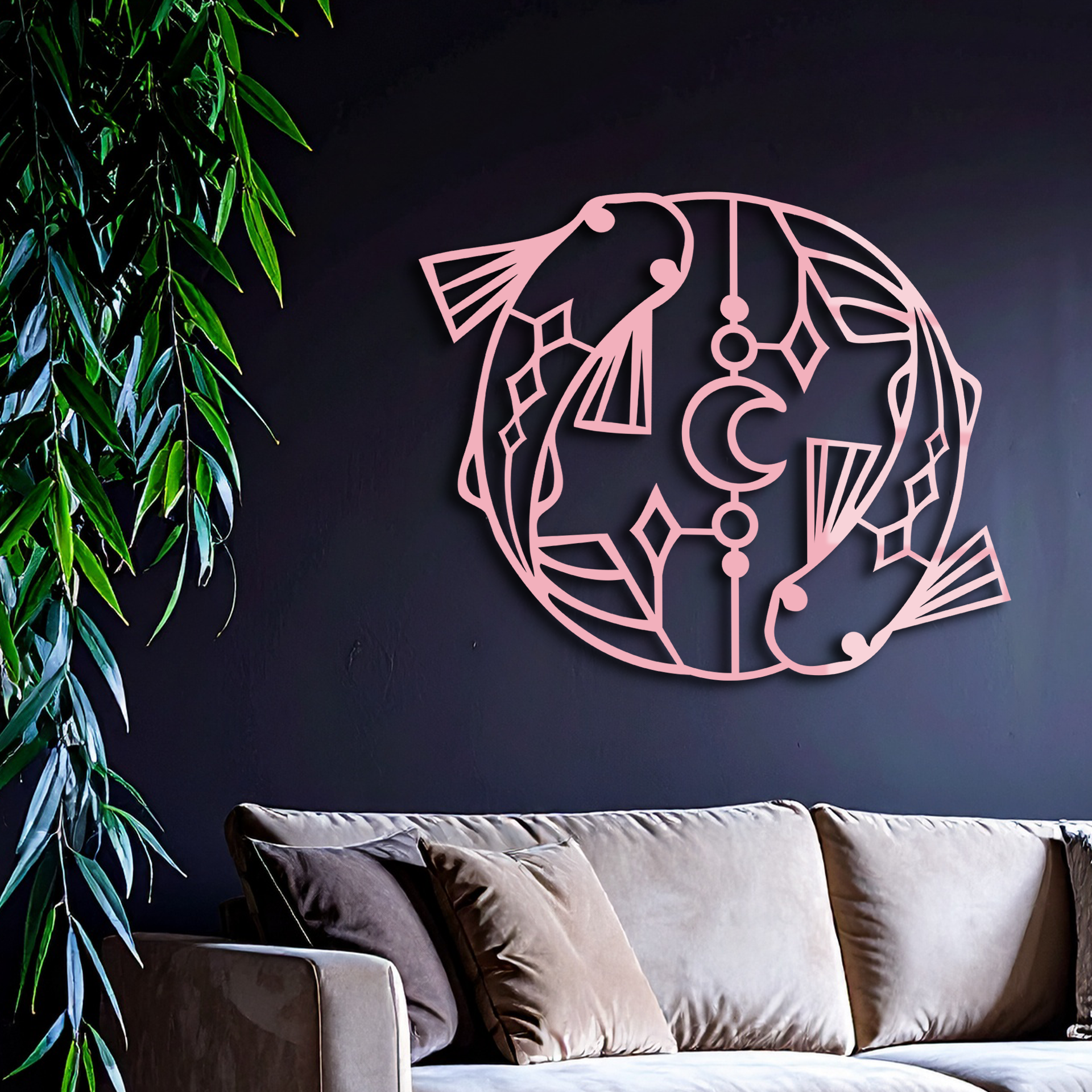 Pisces Zodiac Metal Wall Art – Astrological Home Decor Sign - KAFGP143
