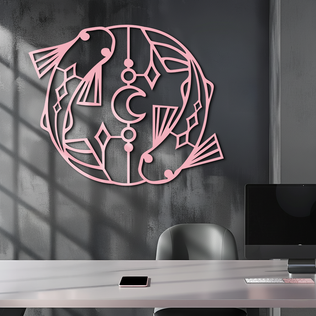 Pisces Zodiac Metal Wall Art – Astrological Home Decor Sign - KAFGP143