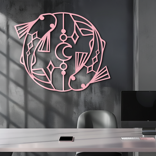 Pisces Zodiac Metal Wall Art – Astrological Home Decor Sign - KAFGP143