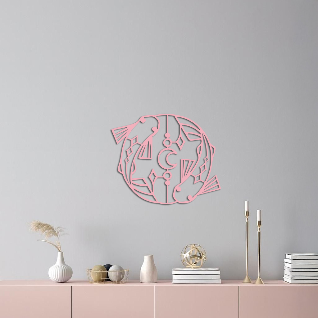 Pisces Zodiac Metal Wall Art – Astrological Home Decor Sign - KAFGP143