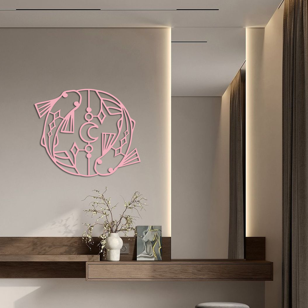 Pisces Zodiac Metal Wall Art – Astrological Home Decor Sign - KAFGP143