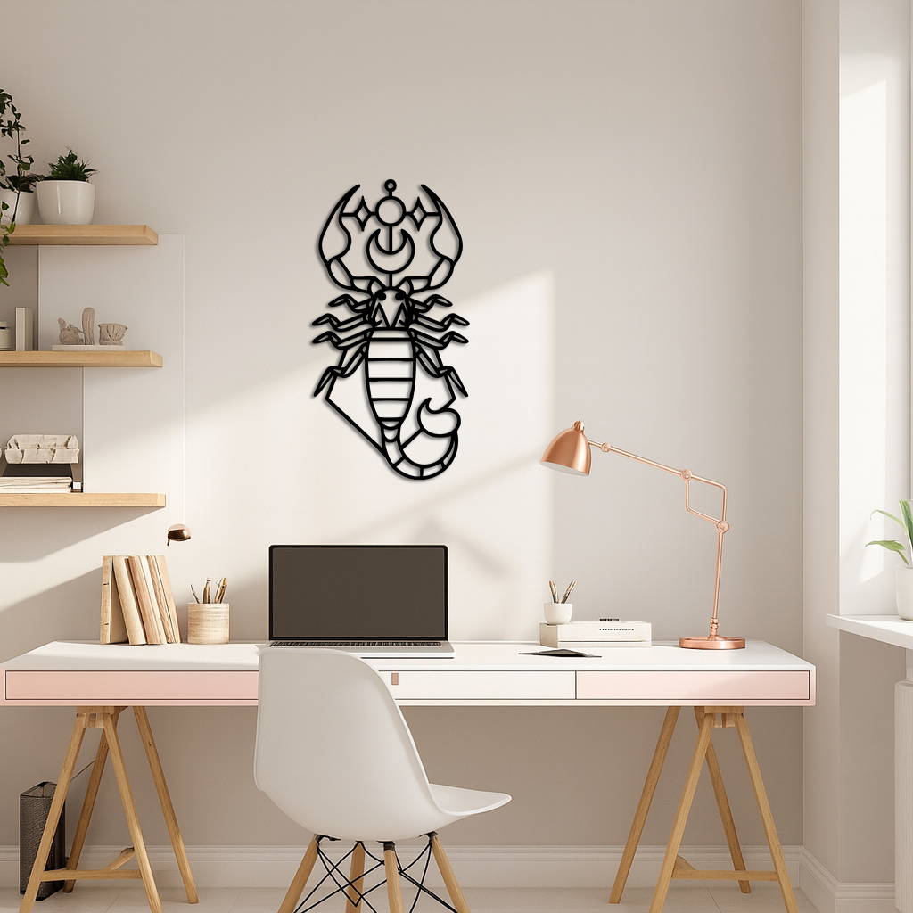 Scorpio Zodiac Metal Wall Art – Geometric Astrology Home Decor - KAFGP145