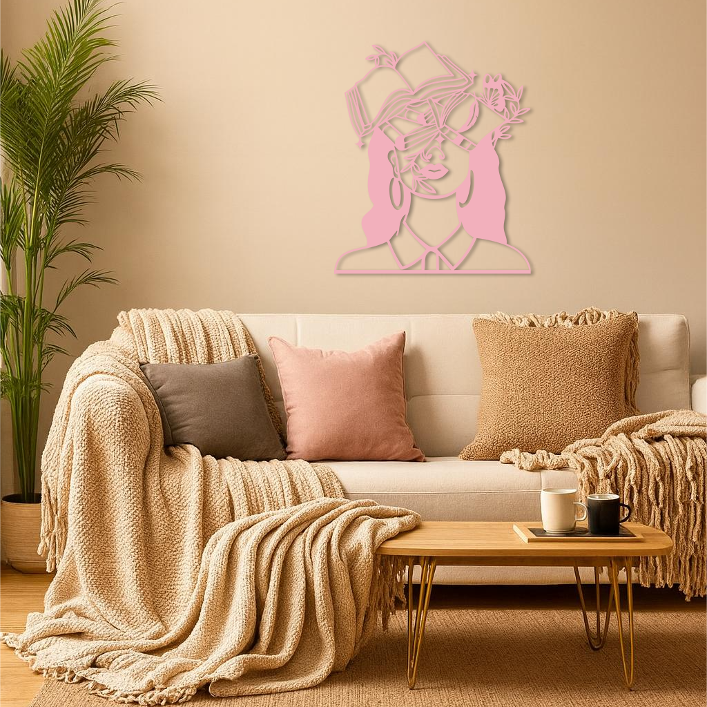 Book Lover Woman Silhouette Metal Wall Art – Reading & Knowledge Inspired Home Decor - KAFGP149