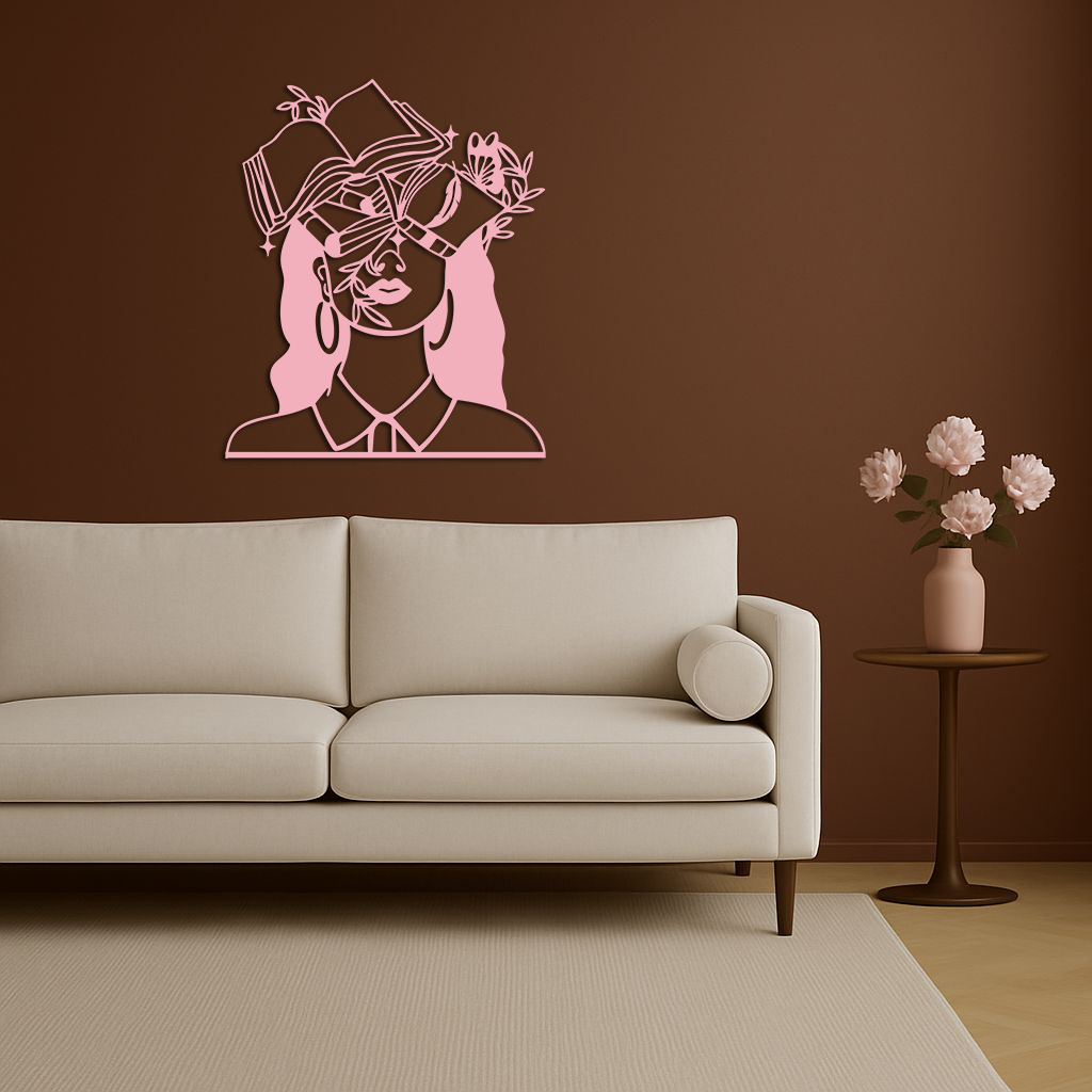 Book Lover Woman Silhouette Metal Wall Art – Reading & Knowledge Inspired Home Decor - KAFGP149