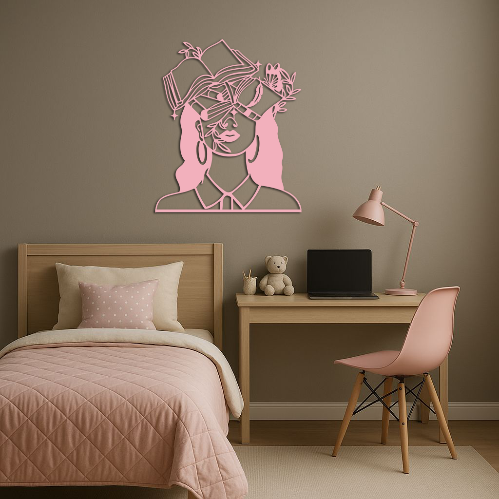 Book Lover Woman Silhouette Metal Wall Art – Reading & Knowledge Inspired Home Decor - KAFGP149