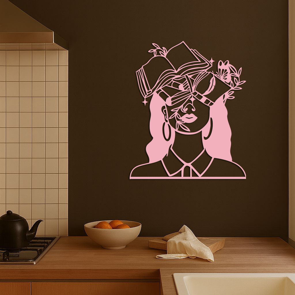 Book Lover Woman Silhouette Metal Wall Art – Reading & Knowledge Inspired Home Decor - KAFGP149