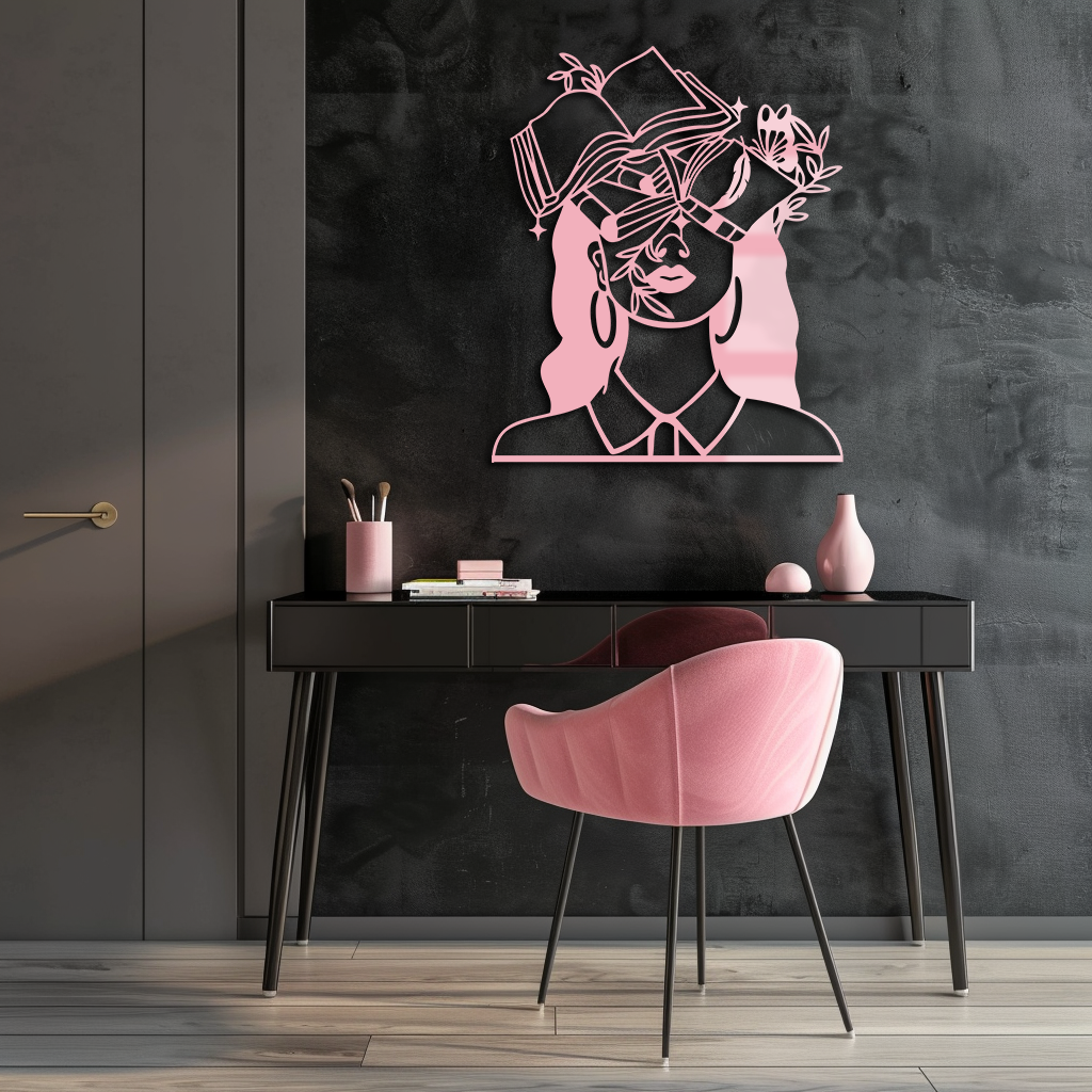 Book Lover Woman Silhouette Metal Wall Art – Reading & Knowledge Inspired Home Decor - KAFGP149