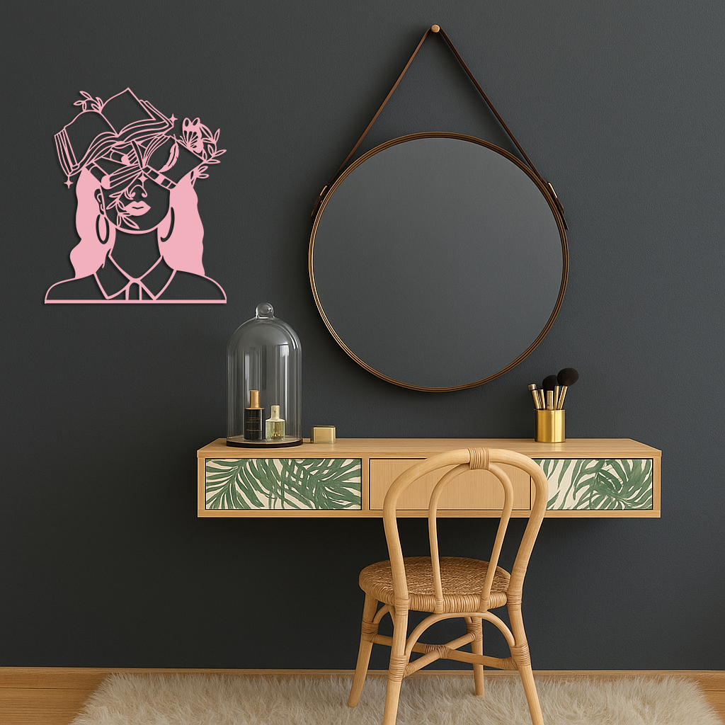Book Lover Woman Silhouette Metal Wall Art – Reading & Knowledge Inspired Home Decor - KAFGP149