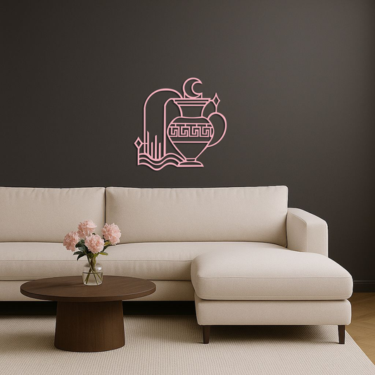 Aquarius Zodiac Metal Wall Art – Geometric Water Bearer Astrology Decor - KAFGP151