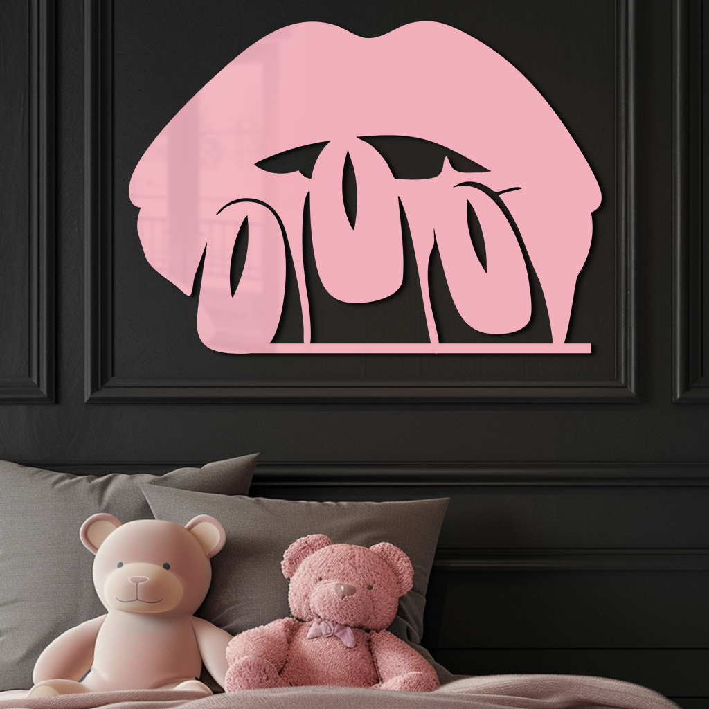 Pink Lips Metal Wall Art – Modern Glam Lip Design - KAFGP153